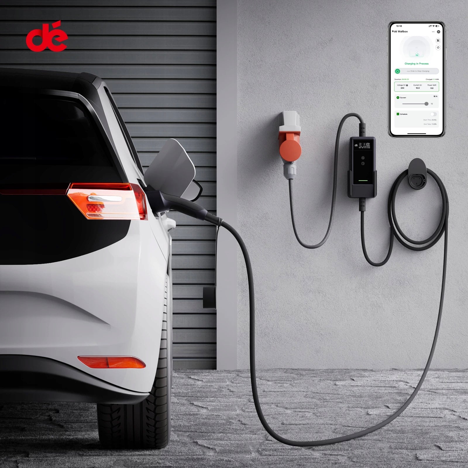 Przenośna ładowarka do samochodów elektrycznych EV Typ 2 11 kW 400 V przewód 7 m sterowanie Wi-Fi