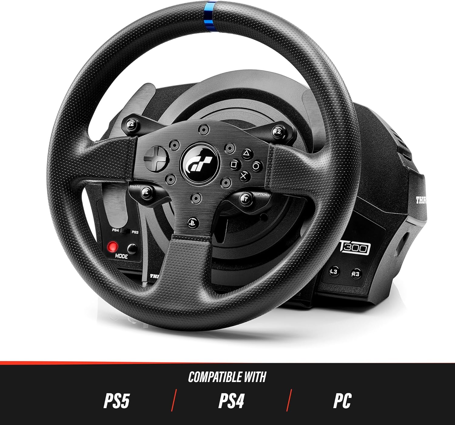 Ensemble volant et pédales T300 RS GT retour de force USB compatible PC PS4 PS5 capteurs HEART 16 bits noir