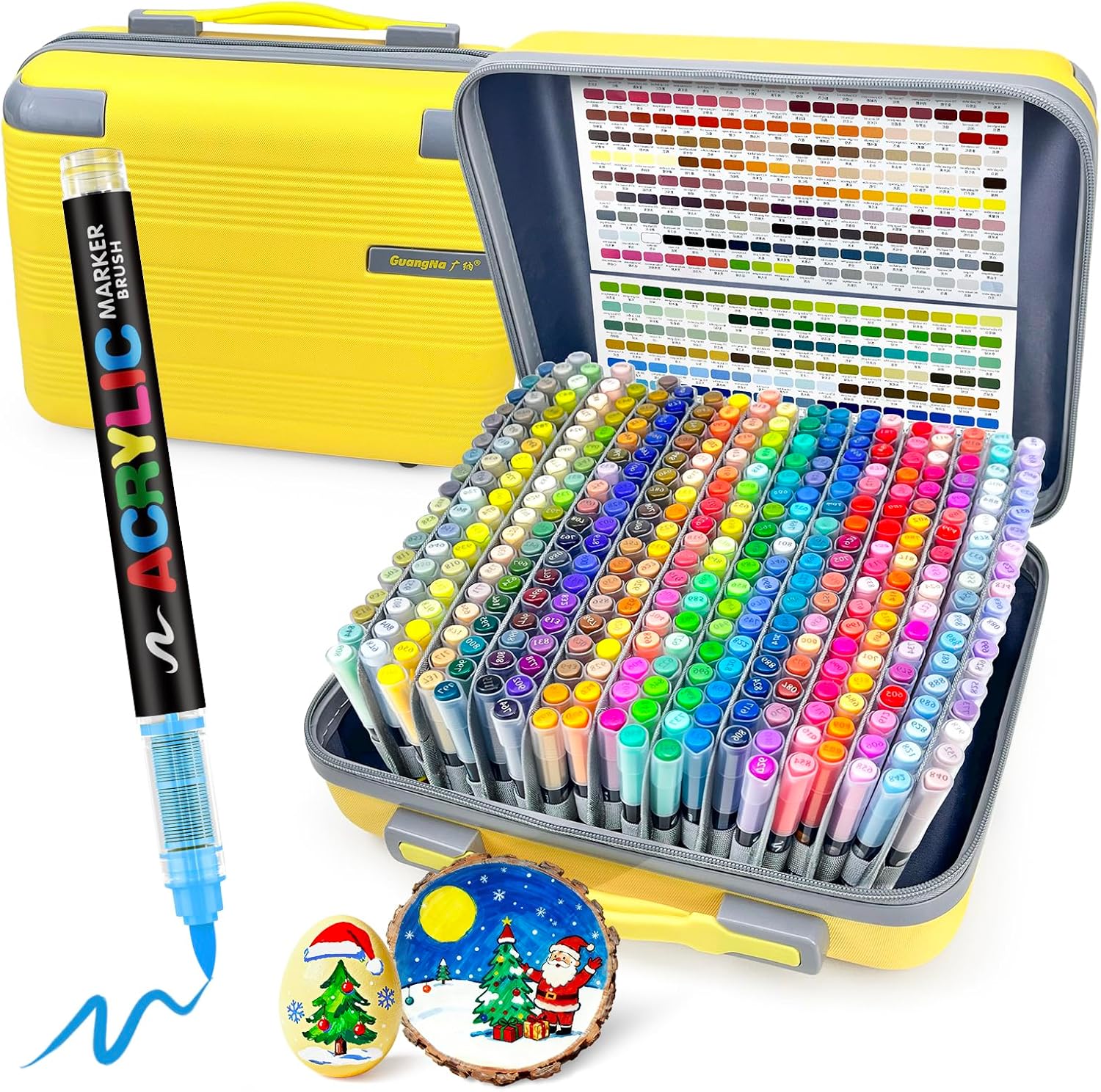 Feutres acryliques 360 couleurs pointe pinceau marqueurs multi-surfaces papier verre bois céramique textile plastique