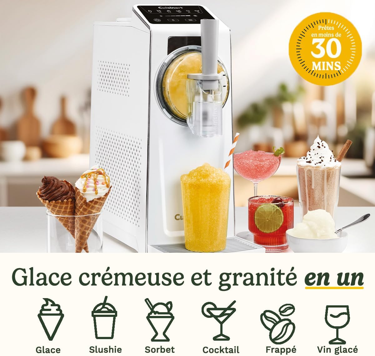 Machine à glace Frost Fusion 6 en 1 1,6 L avec compresseur intégré 6 programmes maintien au froid blanc