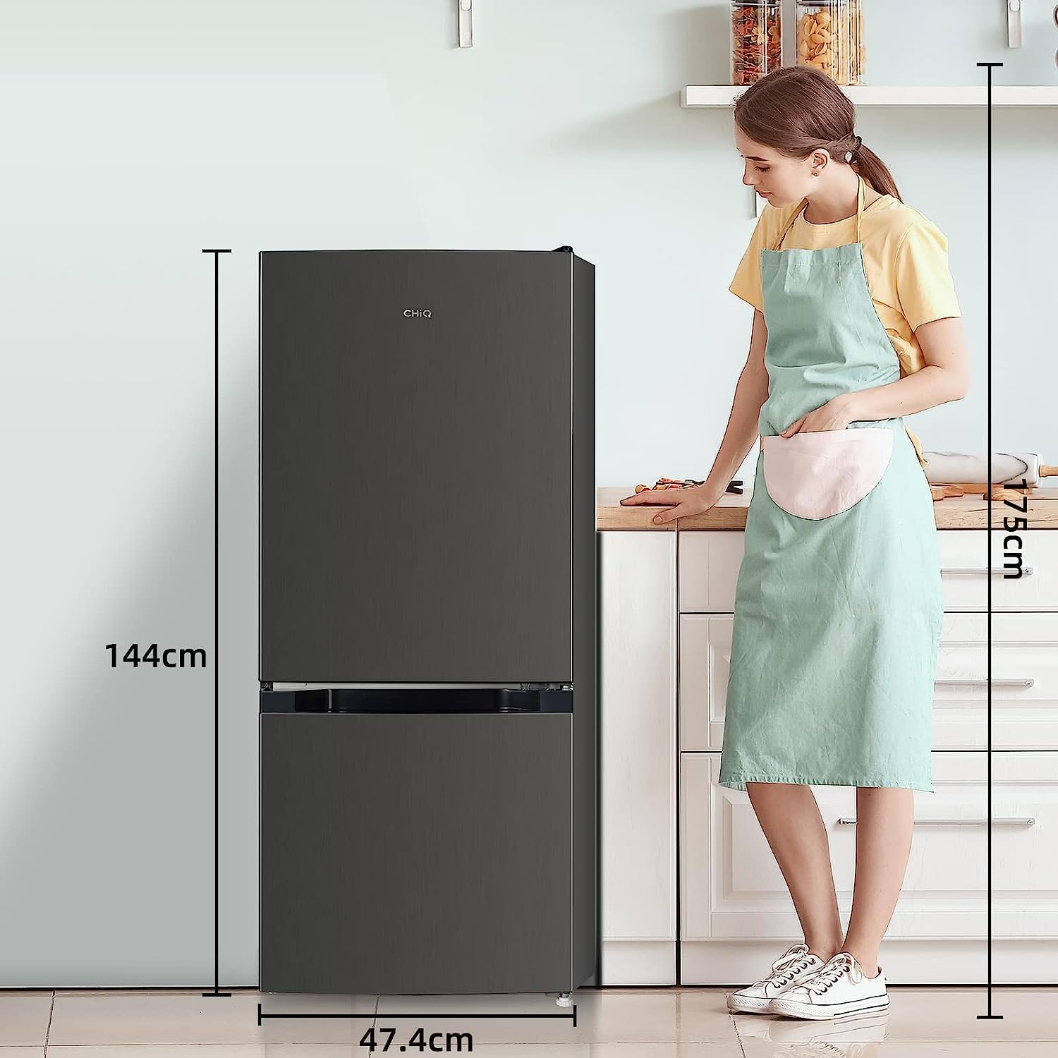 Réfrigérateur congélateur bas FBM157L42 157 L 109 + 48 L largeur 47,4 cm Low Frost 39 dB portes réversibles noir
