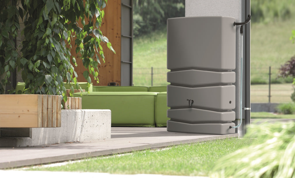 500L Rainwater Tank Barrel Anthracite Stone Design Plastic Water Storage Container with Gutter Collector and Tap