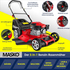 Tondeuse essence 5 en 1 roue motrice largeur coupe 51 cm mulching éjection latérale hauteur réglable