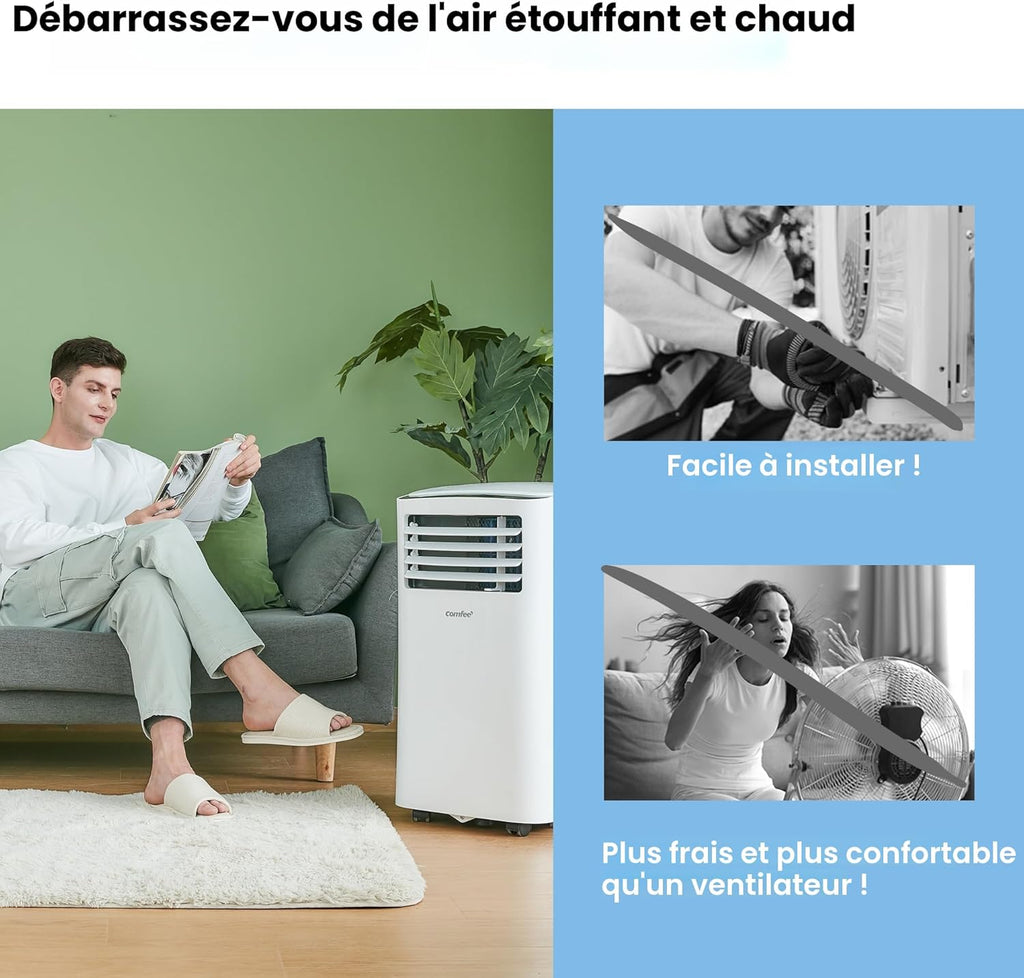 Climatiseur mobile MPPH-09CRN7 9000 BTU 2,6 kW 3 en 1 pour 33 m² déshumidificateur ventilateur blanc