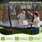 Trampoline extérieur diamètre 228-427cm avec filet sécurité couverture protection capacité charge 150kg enfants