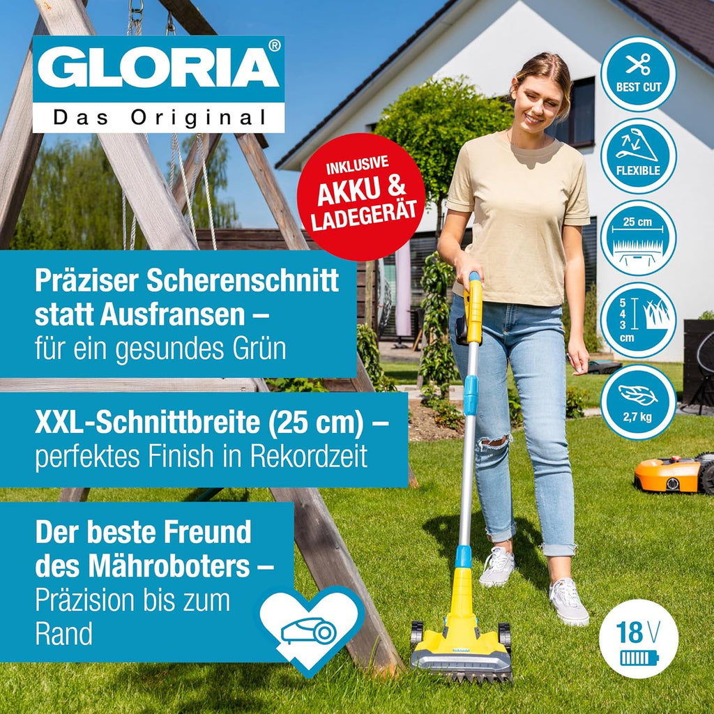 Coupe-bordures sans fil FineCut 18V 001300.0000 largeur de coupe 25 cm 9000 tr/min avec batterie 18V double lame guidon réglable 4,29 kg