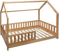 Lit cabane enfant Bosco 90 x 190 cm bois de pin sommier 16 lattes dimensions 195 x 98 x 145,5 cm charge 110 kg bois clair