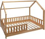 Lit cabane enfant Bosco 90 x 190 cm bois de pin sommier 16 lattes dimensions 195 x 98 x 145,5 cm charge 110 kg bois clair