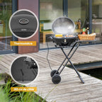 Barbecue électrique 2 en 1 2400 W surface 44 x 33,5 cm couvercle chariot thermomètre bac ramasse-graisse gris noir