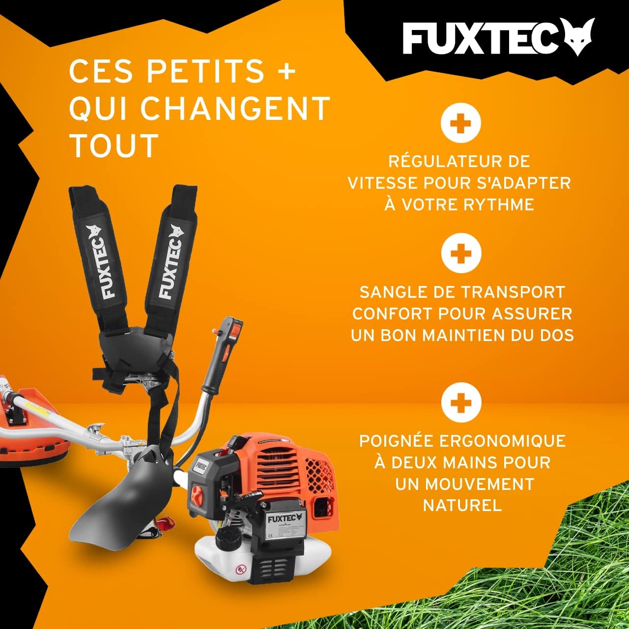 Débroussailleuse thermique FX-MS162 62 cm³ 3,5 CV 2 en 1 coupe-bordure rotofil essence largeur 32 cm rouge
