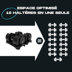 Paire d’haltères réglables 15 en 1 2 x 24 kg poids ajustable 2,5 à 24 kg avec support poignée antidérapante