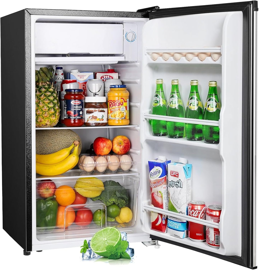 Petit réfrigérateur BR321 91 L avec congélateur 8,5 L thermostat réglable porte réversible acier inoxydable