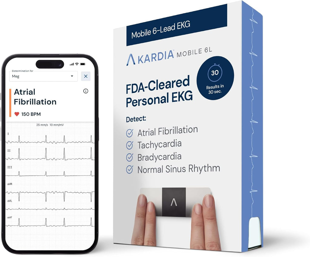 Moniteur ECG personnel KardiaMobile 6L 6 dérivations smartphone détection fibrillation auriculaire 30 s autonomie 200 h