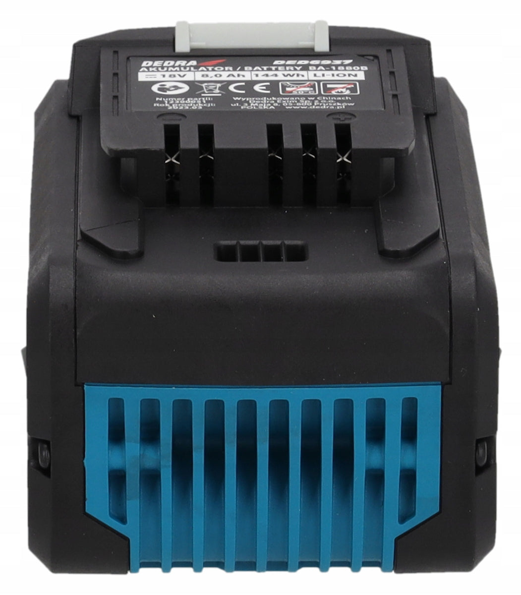 Akumulator Li-Ion DED6937 SAS+ALL 18 V 8 Ah do elektronarzędzi z 3-stopniowym wskaźnikiem LED ogniwa 21700