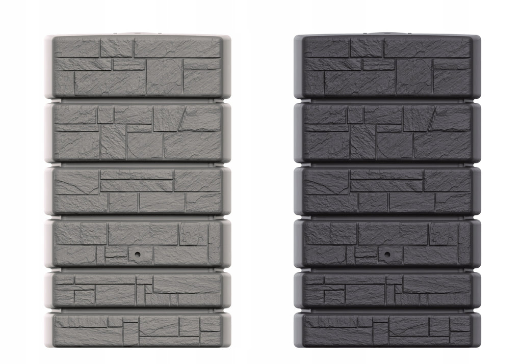 500L Rainwater Tank Barrel Anthracite Stone Design Plastic Water Storage Container with Gutter Collector and Tap