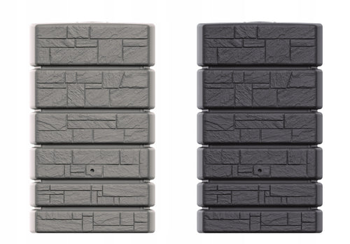500L Rainwater Tank Barrel Anthracite Stone Design Plastic Water Storage Container with Gutter Collector and Tap