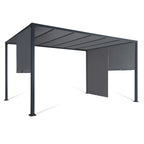 Pergola coulissante 3x4 m double pans structure acier époxy toile polyester grise 160 g/m² belvédère jardin