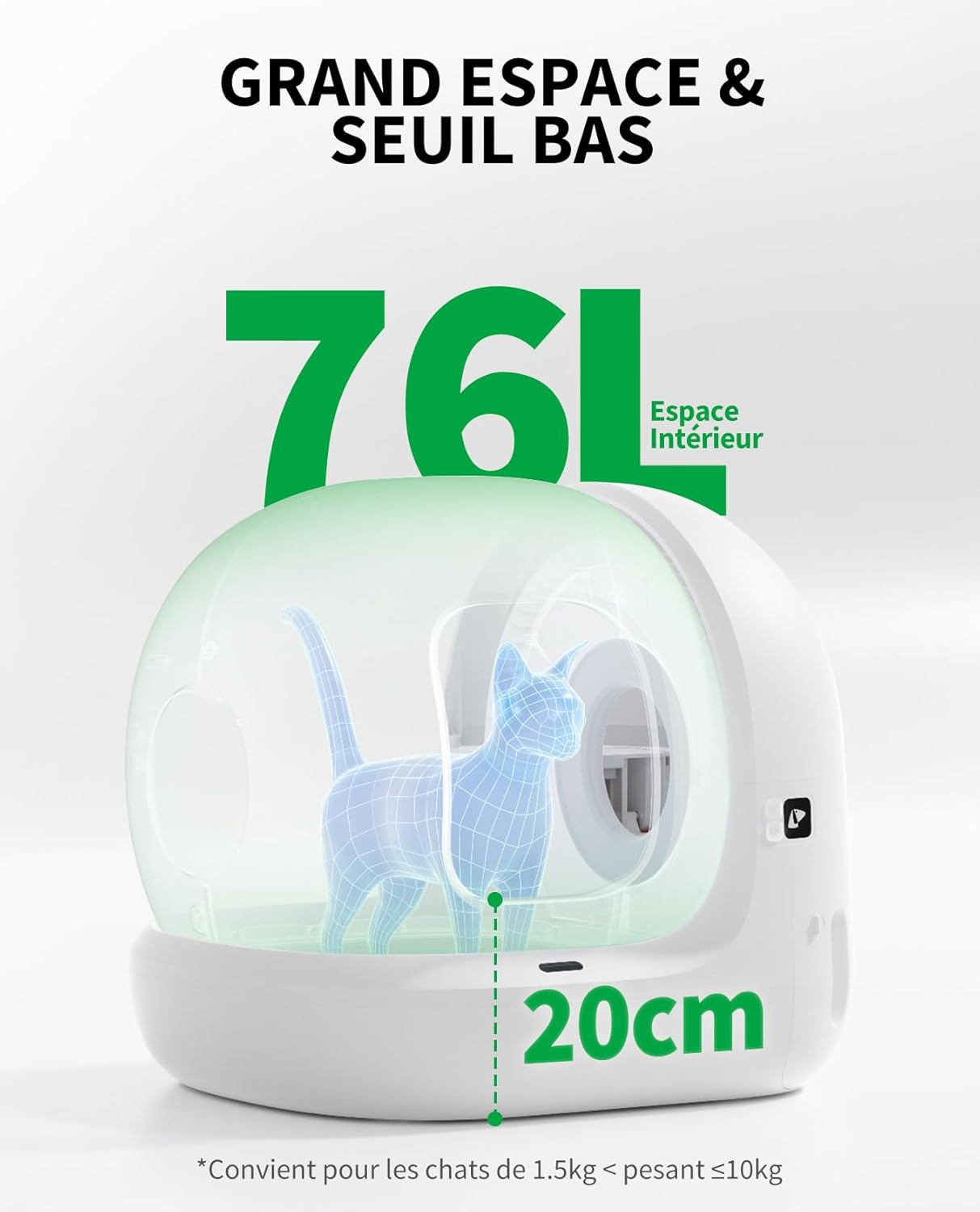 Litière chat autonettoyante Pura Max 2 bac automatique anti odeur xSecure contrôle app capacité 76L