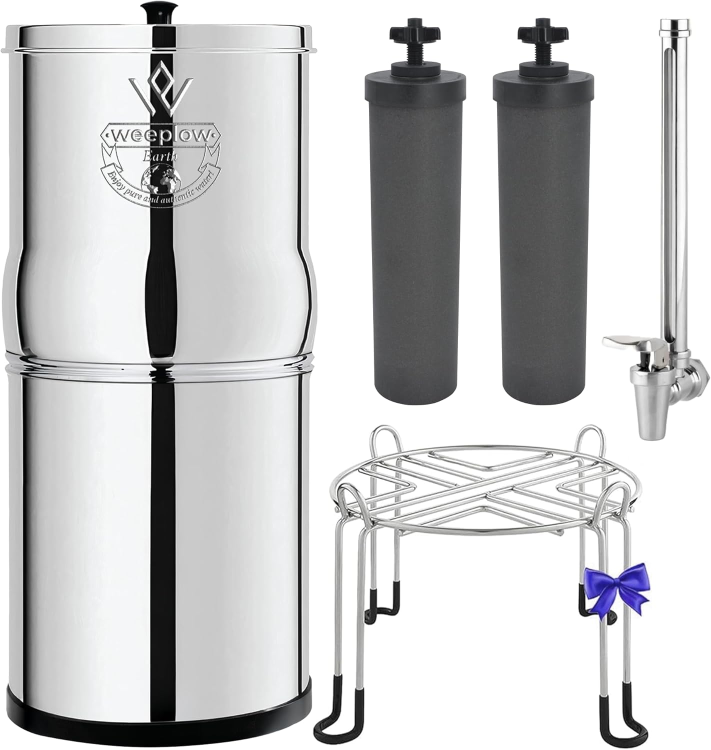 Système de filtration d’eau par gravité Earth WEEP850 8,5 L inox AISI 304 2 filtres O’Pure 2 robinet niveau d’eau