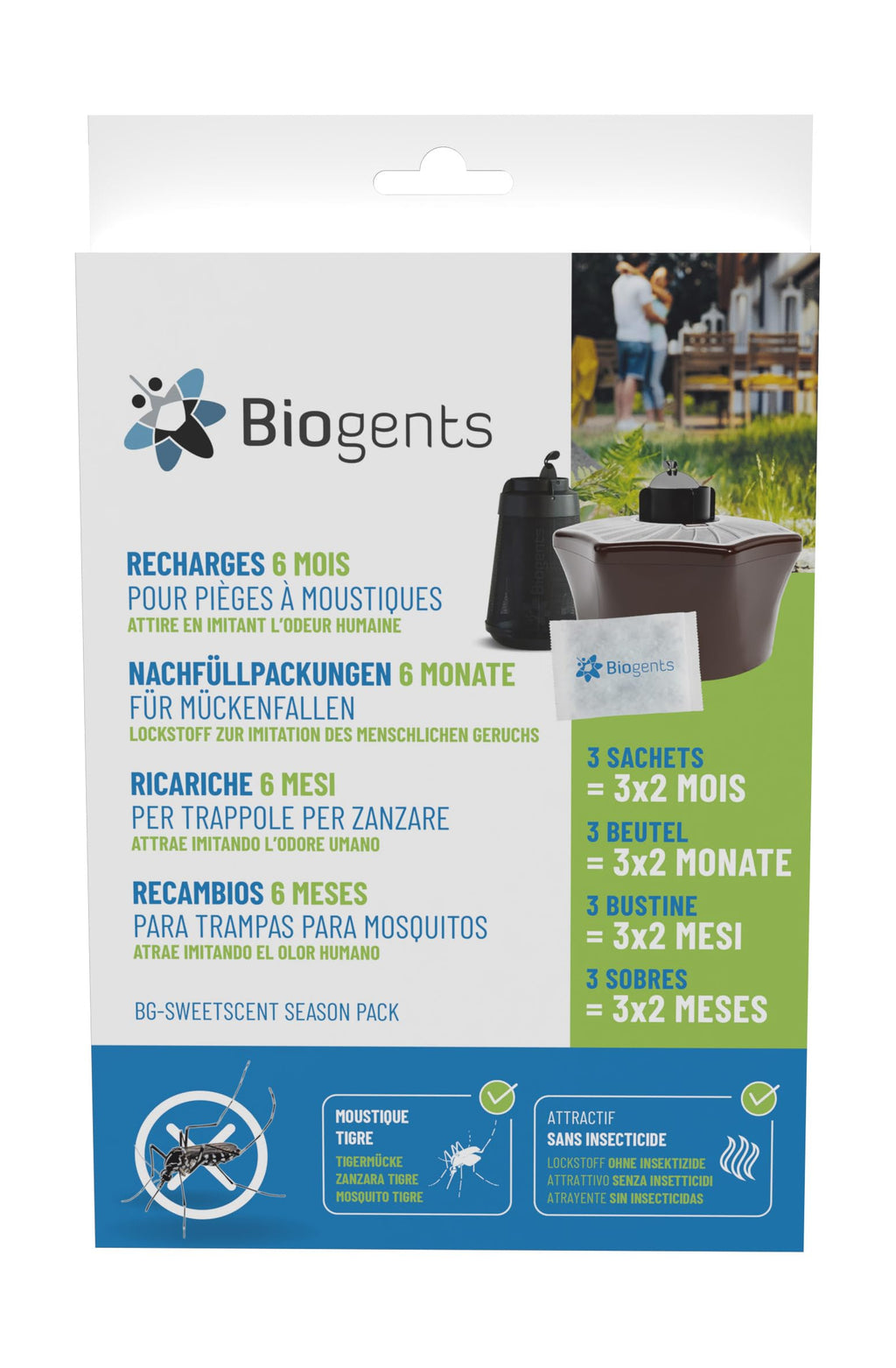 Piège extérieur anti moustiques tigres BG-Mosquitaire 13101 avec recharge attractif 6 mois et alimentation secteur