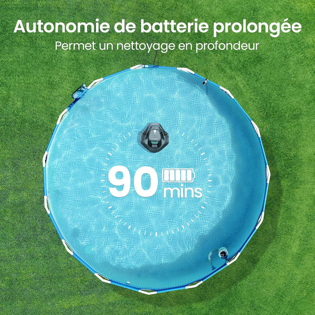 Robot piscine sans fil Seagull SE autonomie 90 min double moteur pour piscines jusqu’à 80 m² charge 2,5 h gris foncé