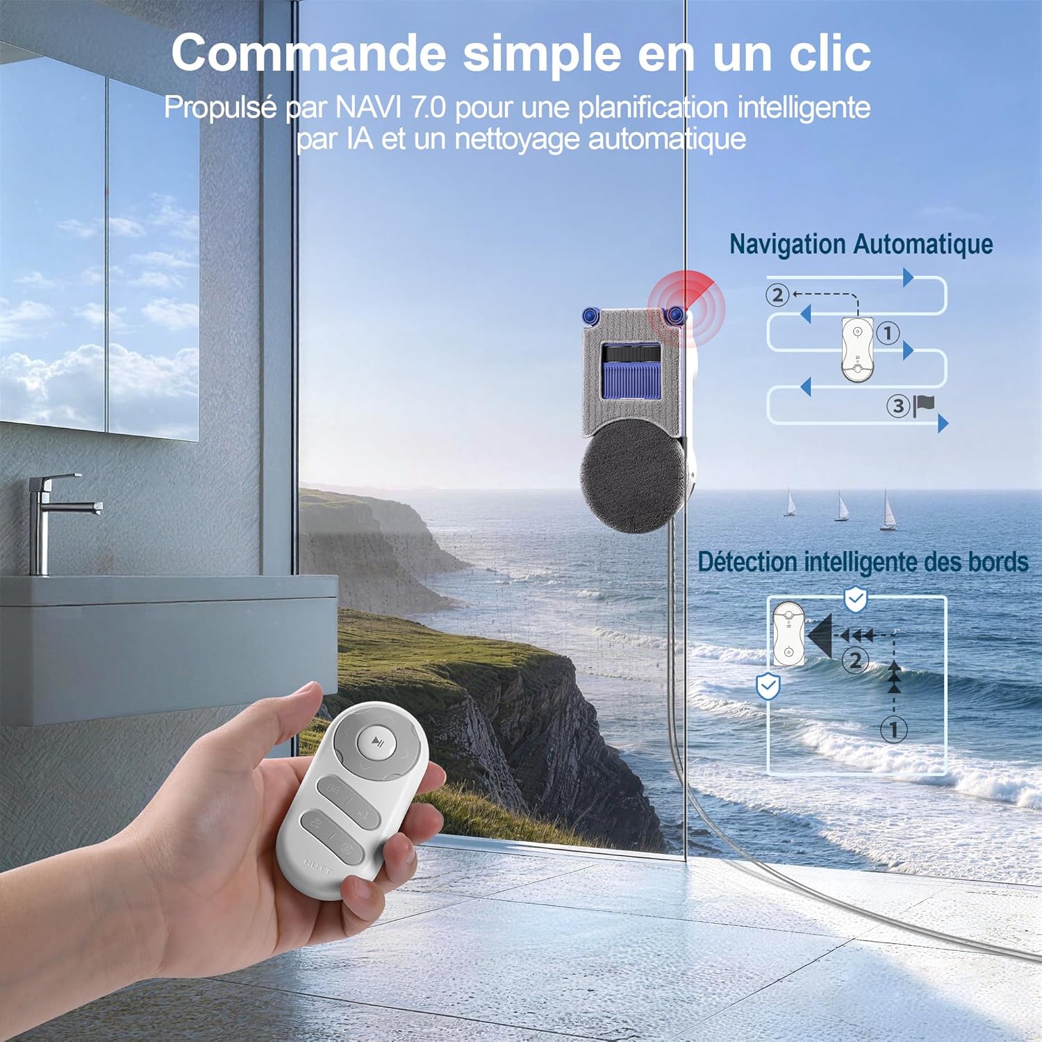 Robot laveur de vitres R10 7000 Pa nettoyage humide sec double spray HydroJet navigation NAVI 7.0