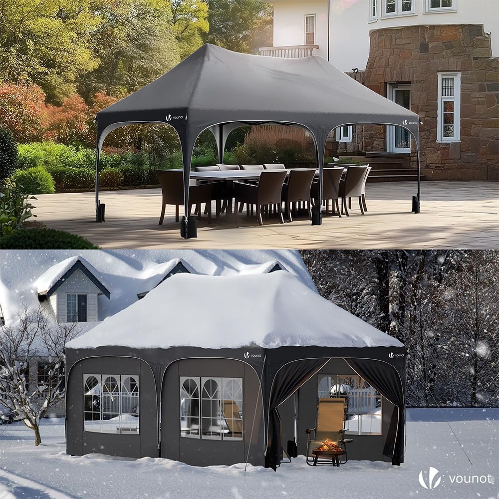 Tonnelle de jardin pliante 3 x 6 m avec parois amovibles sacs de sable structure acier protection UV50+ imperméable
