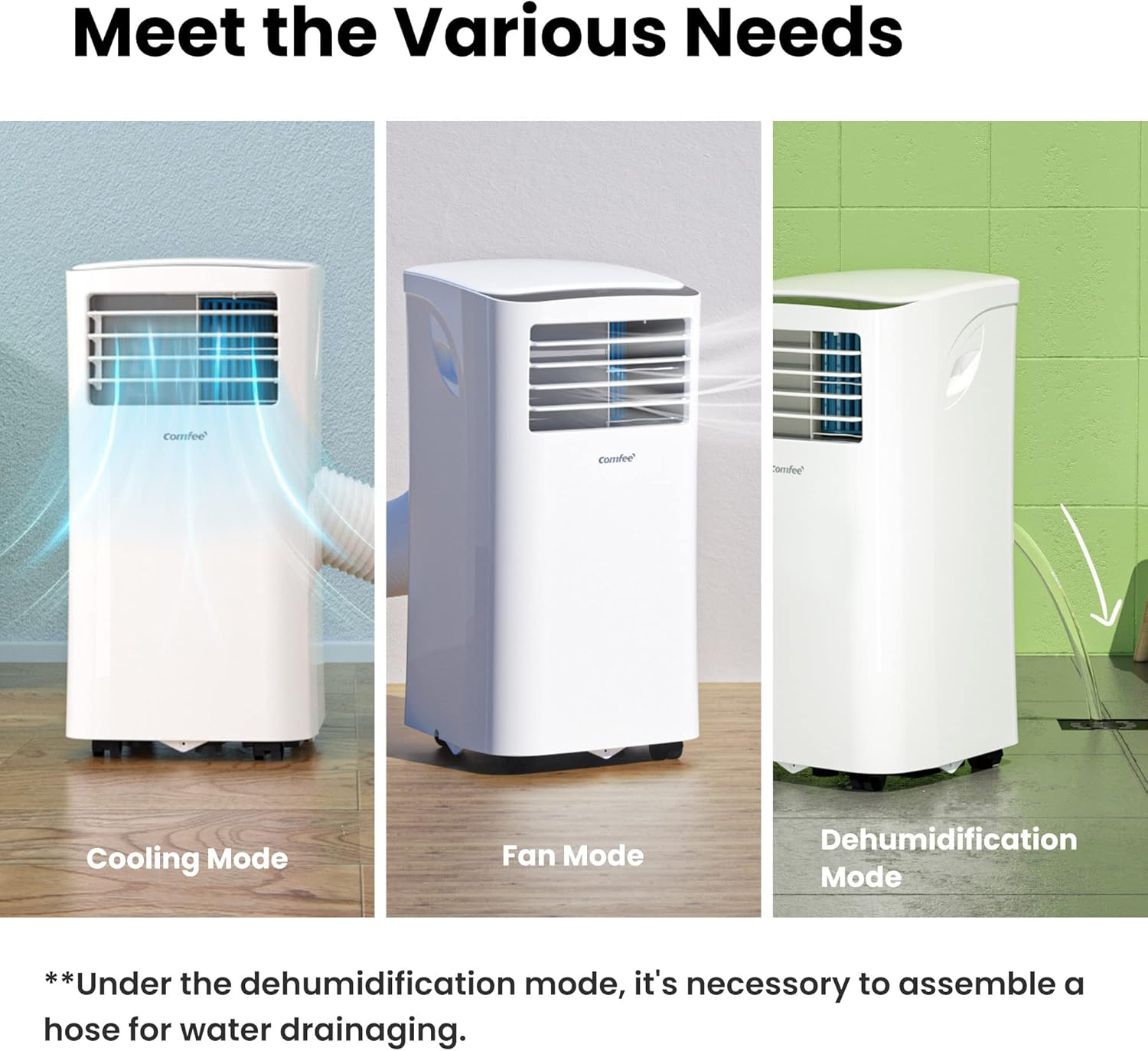 Climatiseur mobile MPPH-09CRN7 9000 BTU 2,6 kW 3 en 1 pour 33 m² déshumidificateur ventilateur blanc