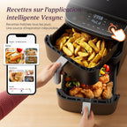 Friteuse sans huile Turbo Tower Pro 10,8 L Double Stack 2630 W 7 fonctions céramique température 30 à 230 °C noir