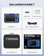 Valise diagnostic auto ArtiDiag600S OBD2 4 systèmes 9 réinitialisations fonctions complètes
