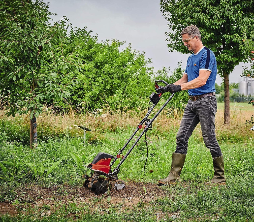 Motobineuse électrique GC-RT 1545 M 1500 W largeur 45,5 cm profondeur 220 mm 6 fraises guidon repliable sécurité 2 points