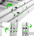 Drabina aluminiowa 3x11 uniwersalna 8,45m mocna konstrukcja, stabilny hak do zawieszania, lekka