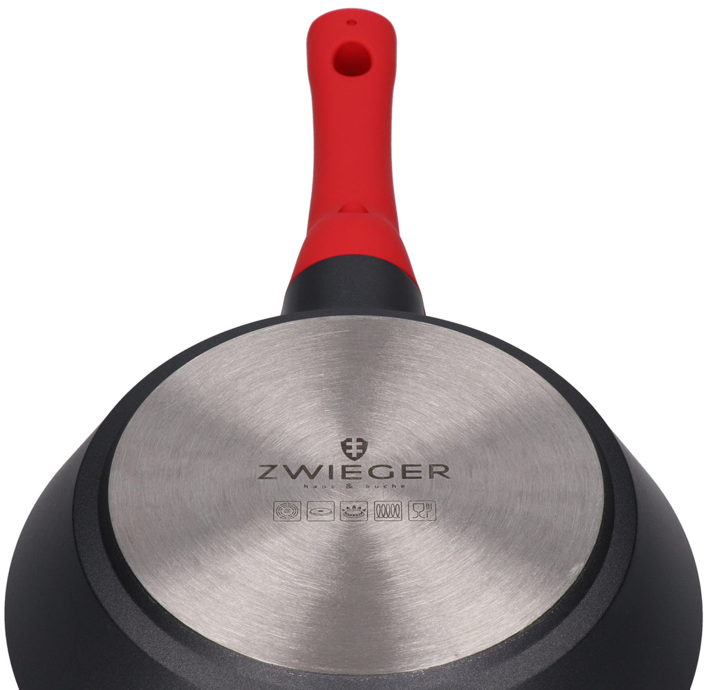Zestaw Patelni Obsidian 3 Elementy 20 cm 24 cm 28 cm Powłoka Nieprzywierająca Greblon Pełna Indukcja Odlewane Aluminium
