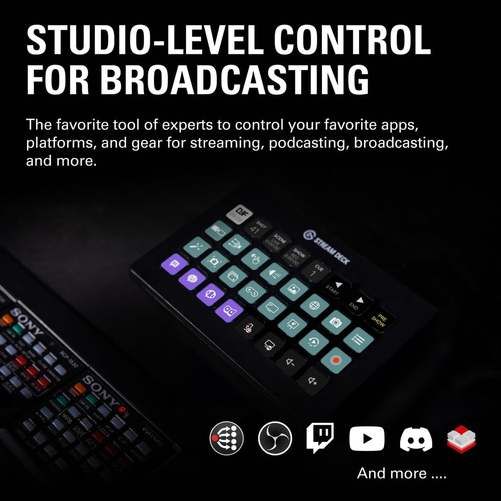 Contrôleur de studio Stream Deck XL 32 touches macro personnalisables compatible OBS Twitch YouTube Mac PC noir