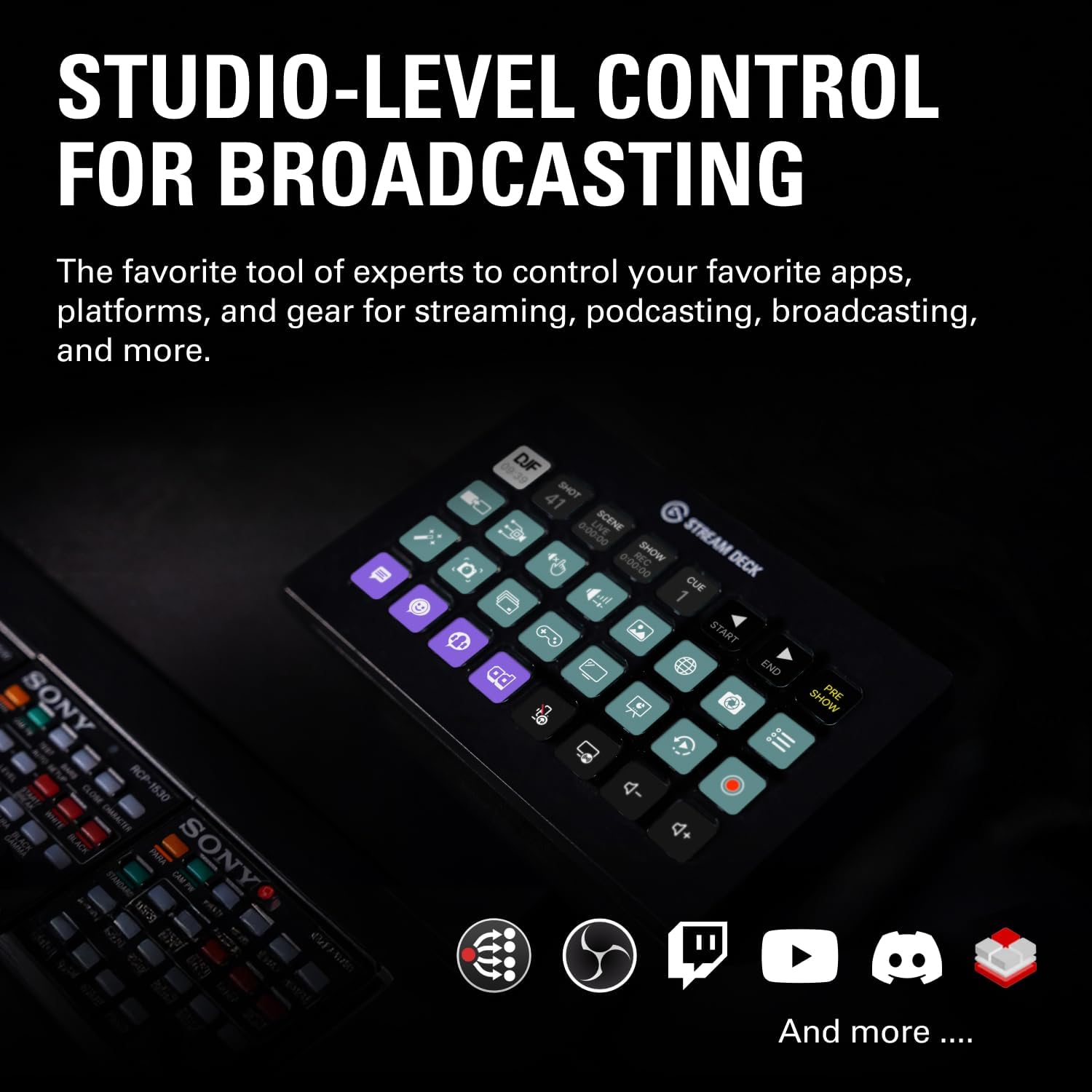 Contrôleur de studio Stream Deck XL 32 touches macro personnalisables compatible OBS Twitch YouTube Mac PC noir