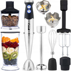 Blender ręczny Six-Edge HB01S 1500 W 8w1 z tytanowymi ostrzami 25 prędkościami Turbo i zestawem 14 elementów