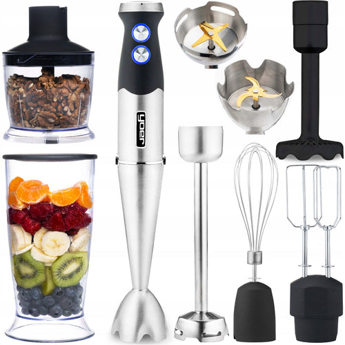 Blender ręczny Six-Edge HB01S 1500 W 8w1 z tytanowymi ostrzami 25 prędkościami Turbo i zestawem 14 elementów
