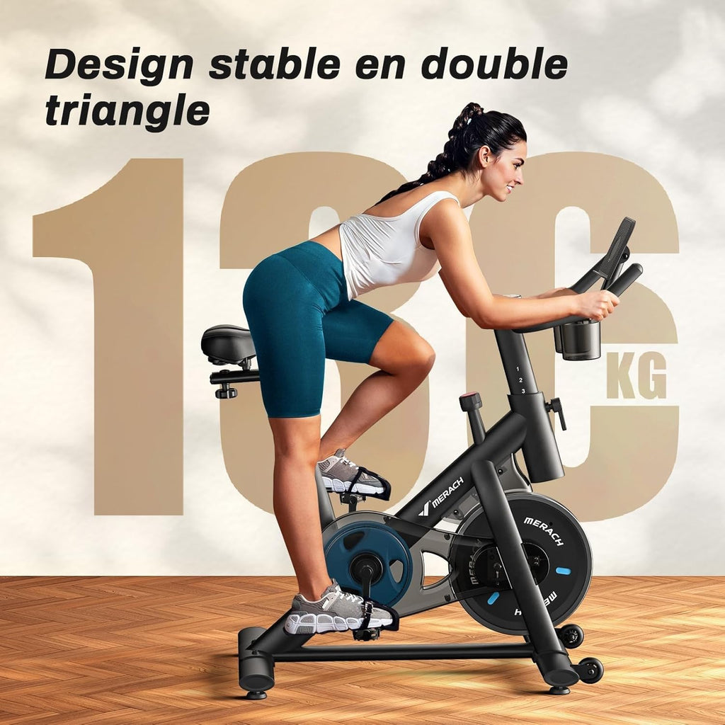 Vélo d’appartement MR-S26B1-EU résistance friction 8 niveaux silencieux entraînement par courroie charge 136 kg
