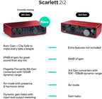 Interface audio USB Scarlett 2i2 4th Gen 2 canaux 192 kHz Auto Gain Clip Safe mode Air logiciels inclus