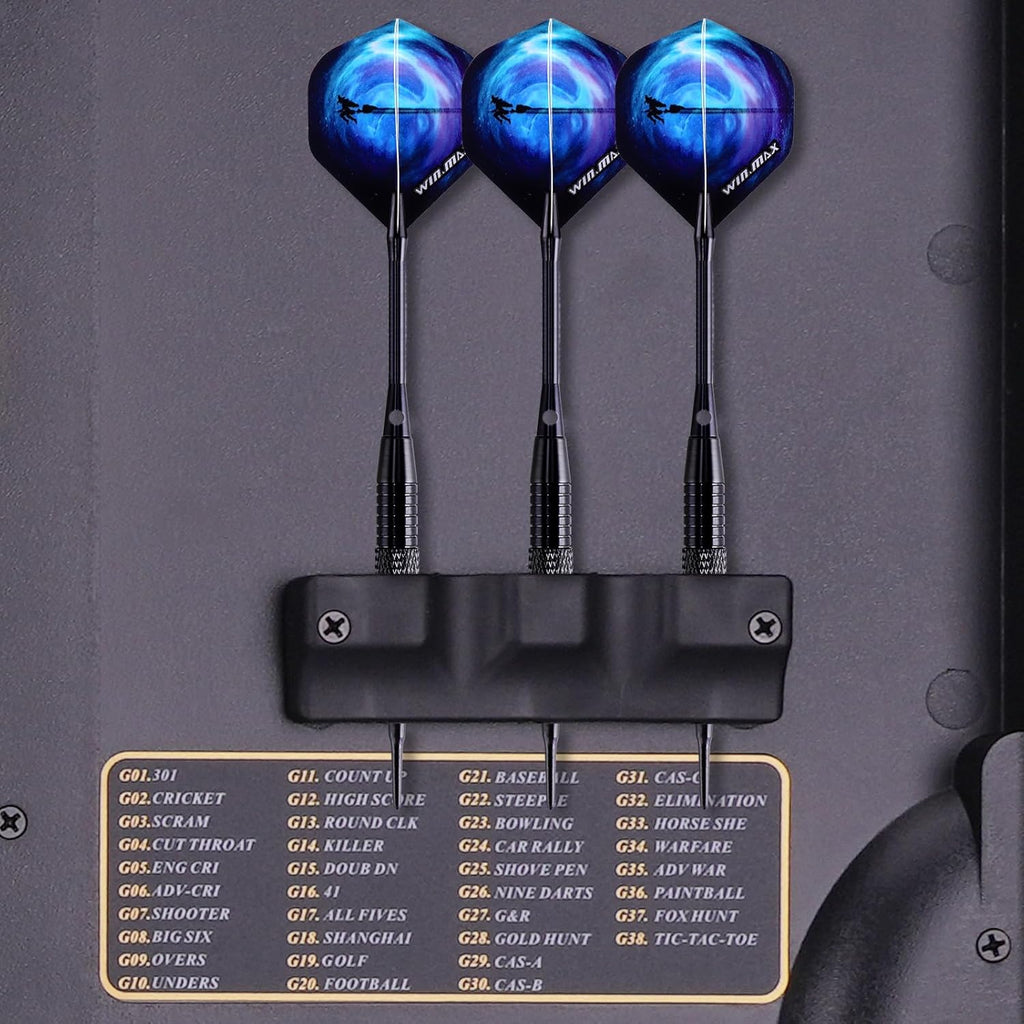 Cible de fléchettes électronique LED avec armoire 38 jeux 211 options 12 fléchettes pointe souple adultes