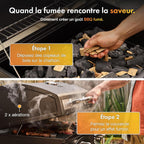 Barbecue au charbon XL American 2 en 1 grill fumoir grille fonte 57 x 41 cm thermomètre tablettes rabattables noir