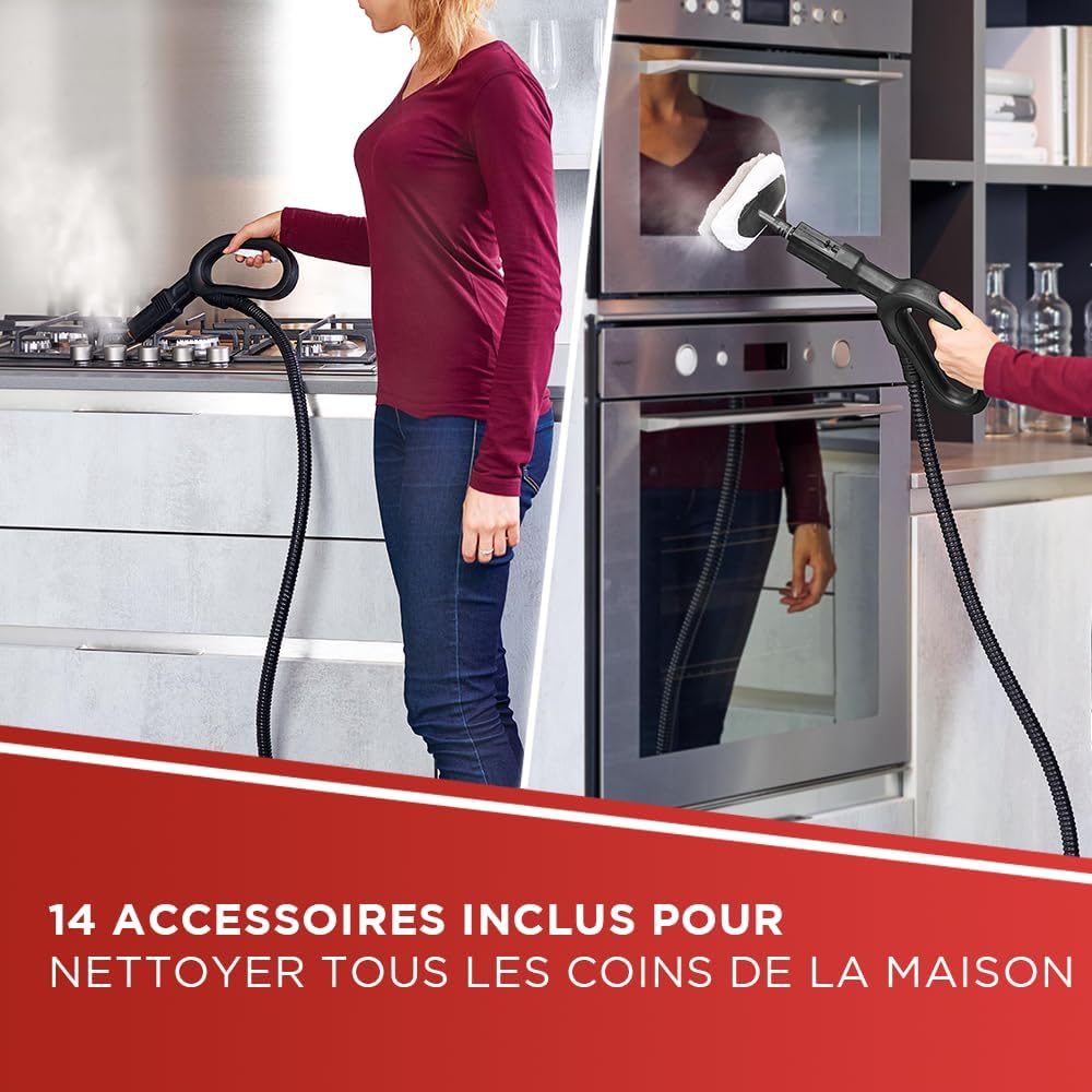 Nettoyeur vapeur Smart 120 1500 W chaudière 4 bars réservoir 2 L chauffe 2 min avec 14 accessoires