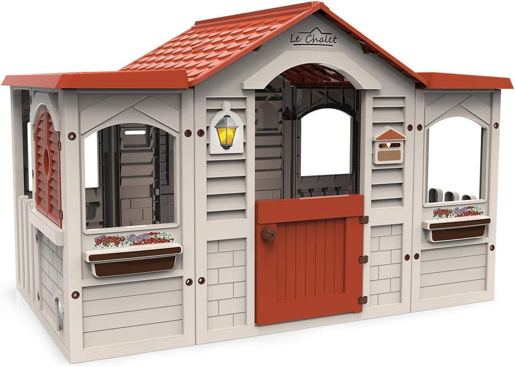 Maison enfant extérieur Le Chalet 89650 plastique robuste 159 x 103 x 104 cm 4 fenêtres montage facile dès 24 mois