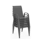 Salon de jardin Madrid 8 places table 190 x 80 cm 8 chaises empilables plateau verre trempé acier gris anthracite