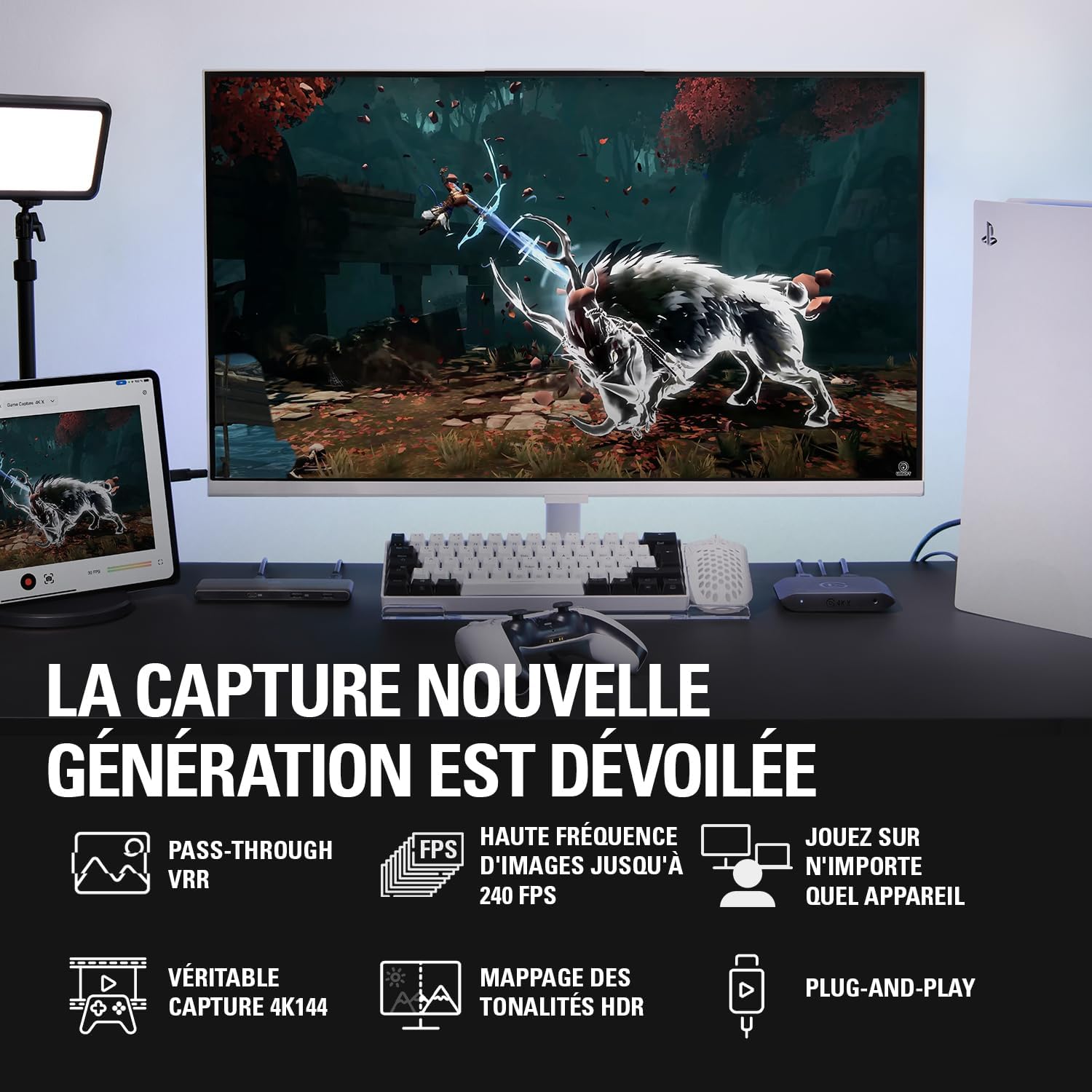 Carte d’acquisition vidéo Game Capture 4K X 4K144 HDMI 2.1 VRR HDR10 USB 3.2 OBS PS5 Xbox Switch PC Mac iPad