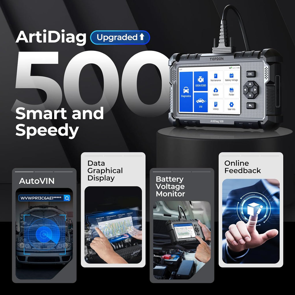 Valise diagnostic auto AD500 4 systèmes OBD2 moteur transmission ABS SRS 6 réinitialisations écran 5 pouces