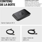 Carte d’acquisition vidéo Game Capture 4K X 4K144 HDMI 2.1 VRR HDR10 USB 3.2 OBS PS5 Xbox Switch PC Mac iPad