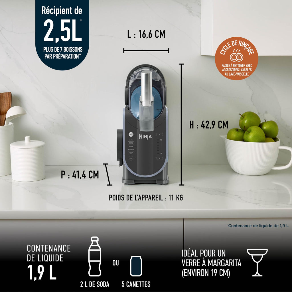 Machine à boissons glacées FS301EU capacité 1,9 L avec 5 programmes pour granités cocktails frappés milkshakes et jus glacés