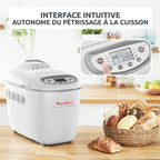 Machine à pain Home Bread Baguette OW610110 1650 W 16 programmes capacité 1,5 kg 3 dorages plaques baguettes blanc