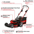 Tondeuse à gazon sans fil GP-CM 36/47 S HW Li Power X-Change 36V largeur de coupe 47 cm autotractée moteur sans charbon avec 4 batteries 4Ah